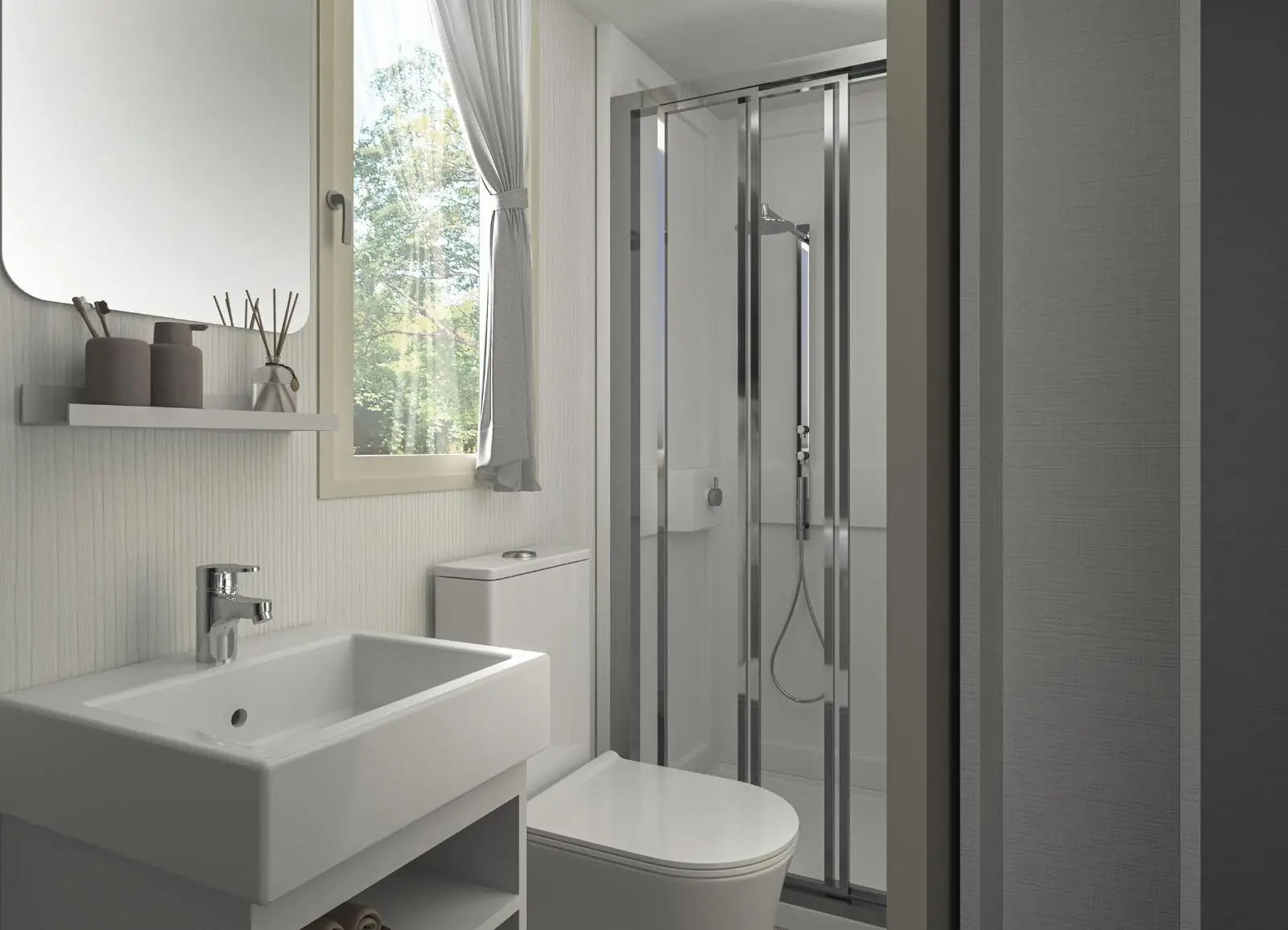 Bagno con doccia della mobile home New Vista Mare